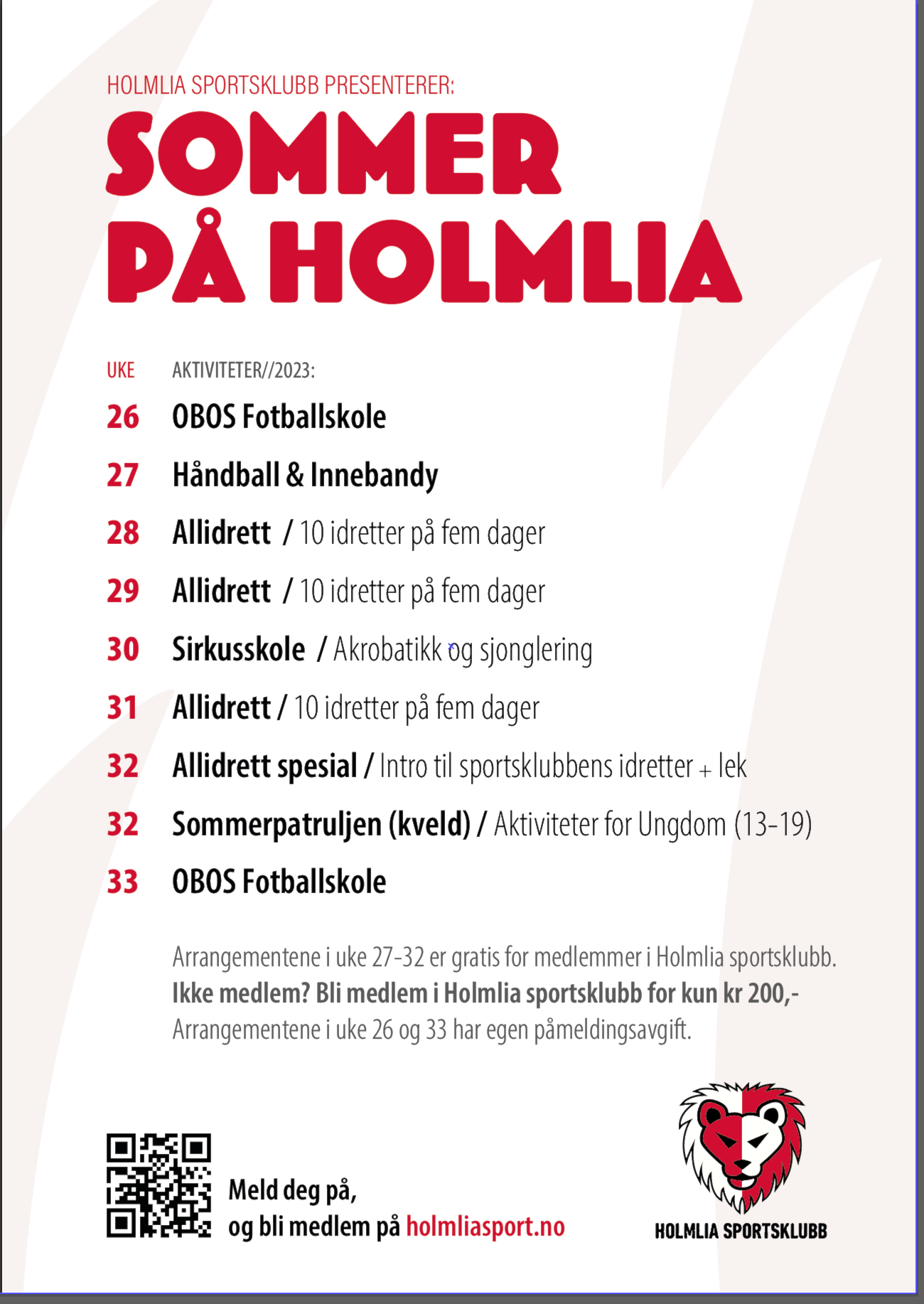 Sommeridrett på Holmlia i alle skolens ferieuker!